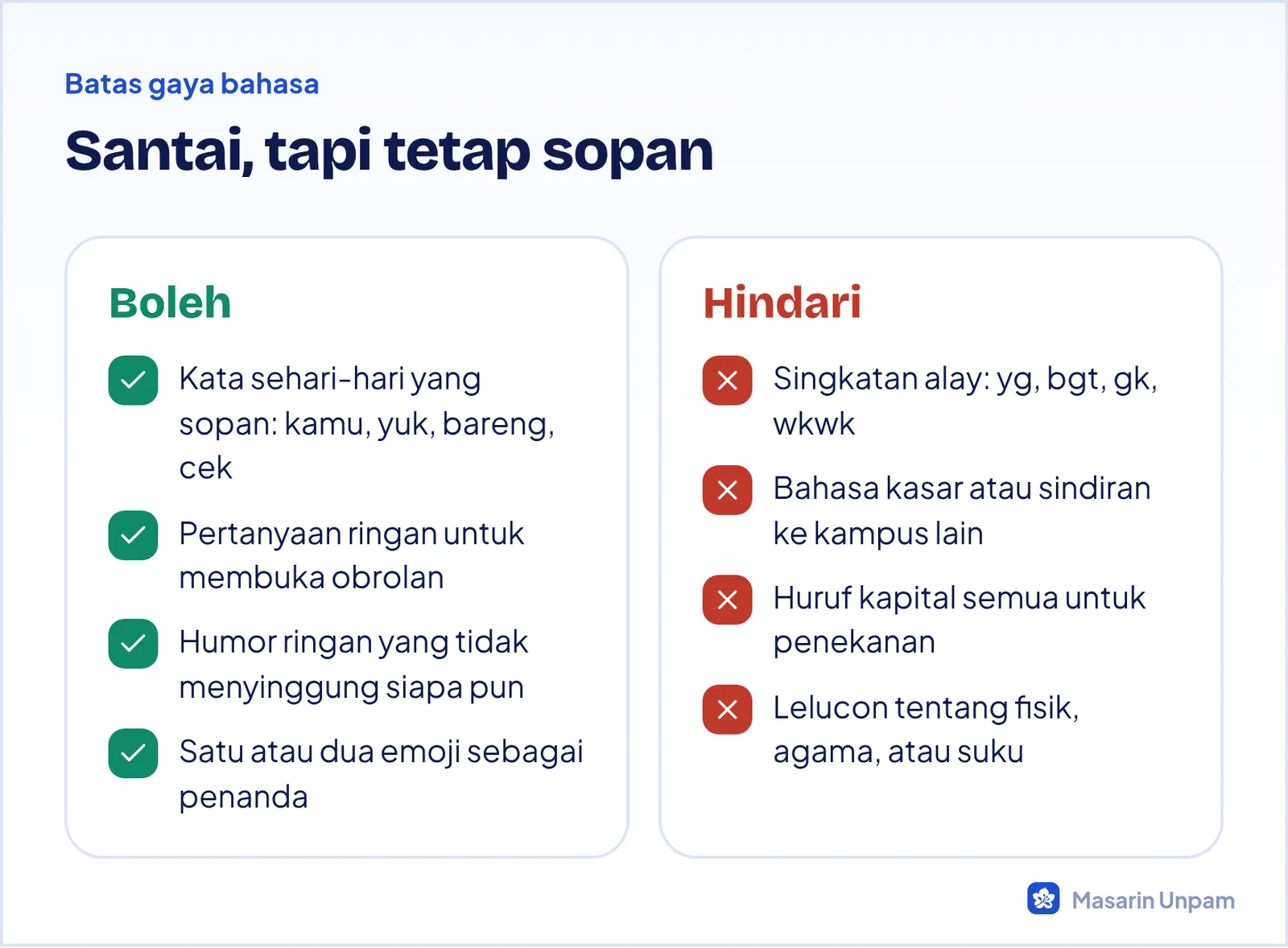 Batas gaya bahasa caption akun prodi: yang boleh dan yang sebaiknya dihindari