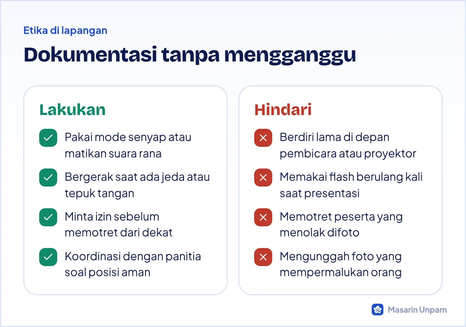 Etika fotografer saat mendokumentasikan acara