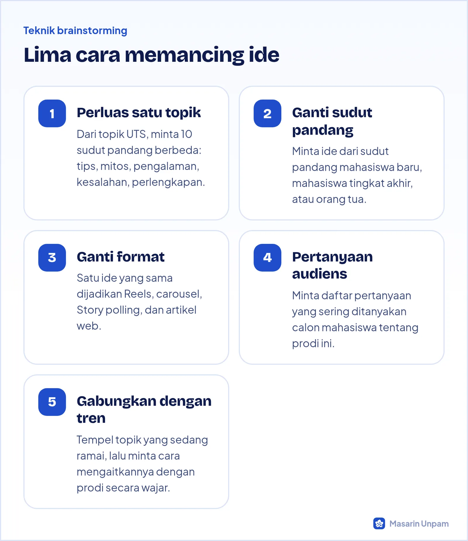 Lima teknik brainstorming ide konten dengan AI