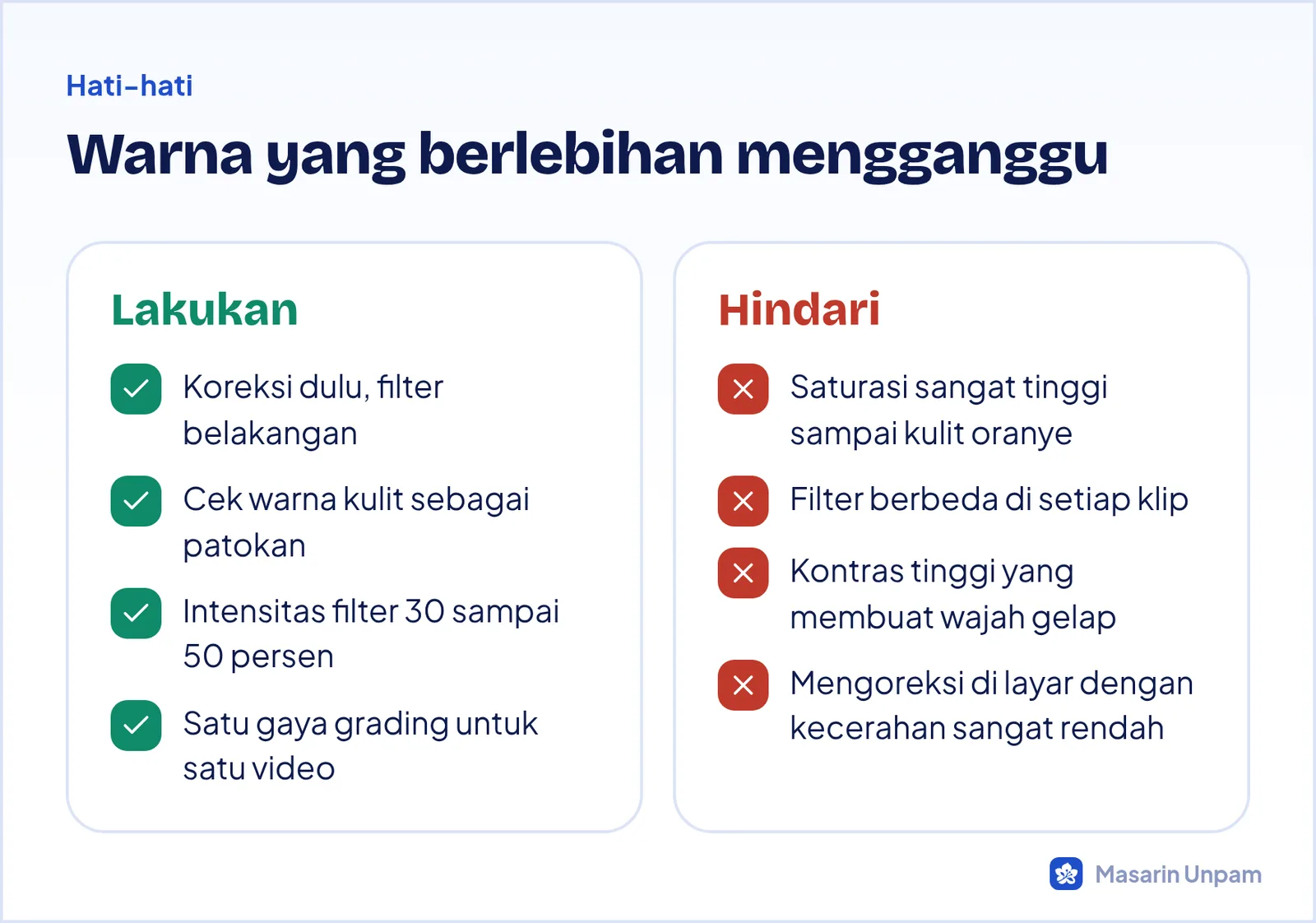 Kesalahan umum saat mengatur warna video