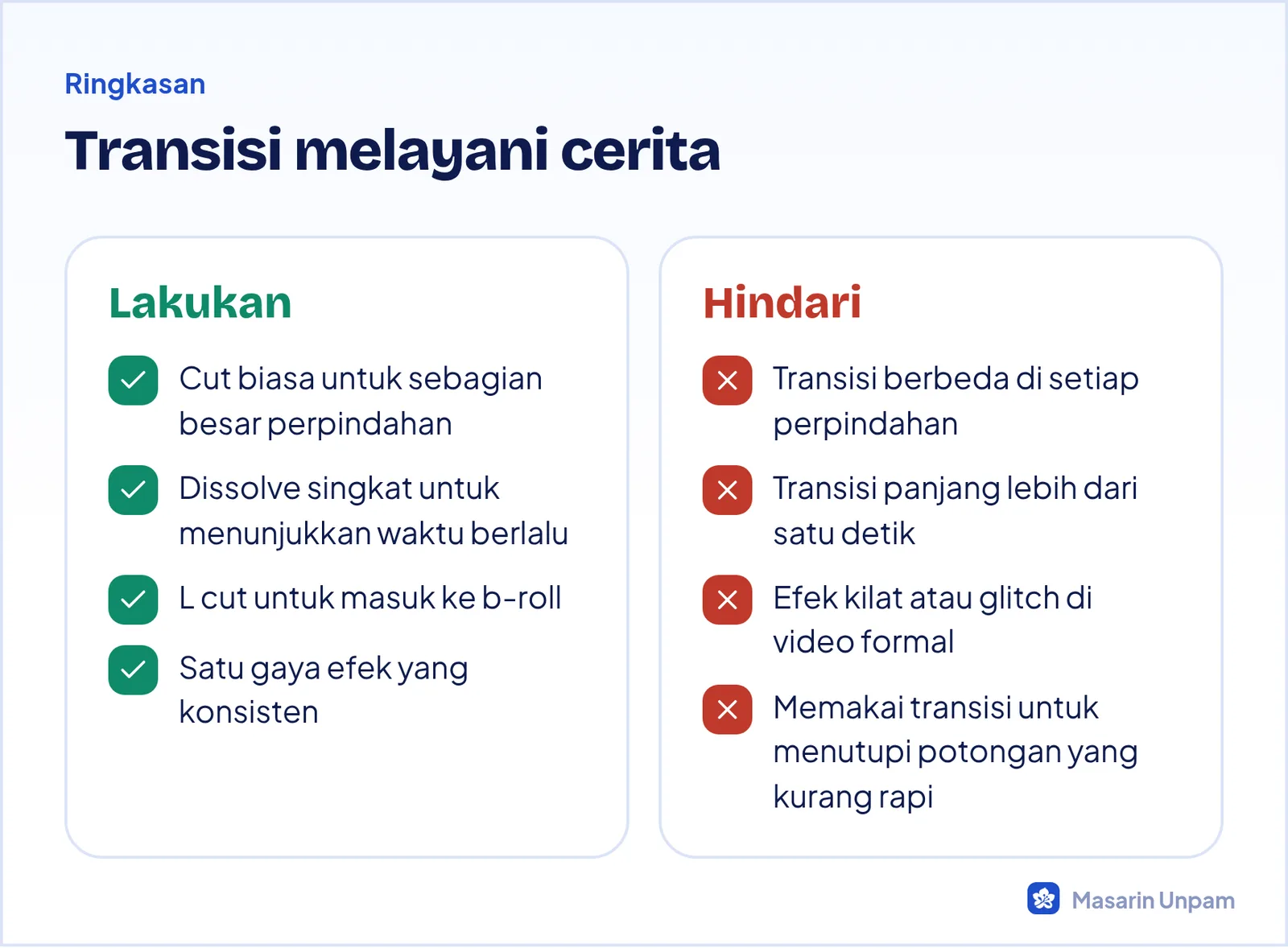 Kebiasaan transisi yang baik dan yang berlebihan